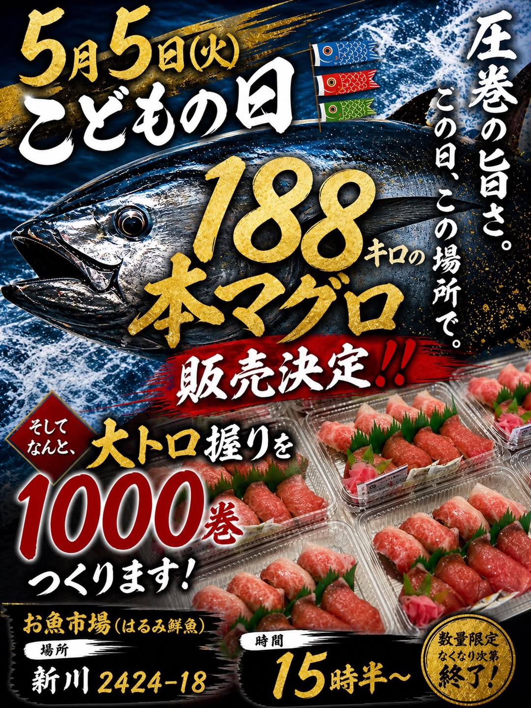 188キロ本マグロ販売！！